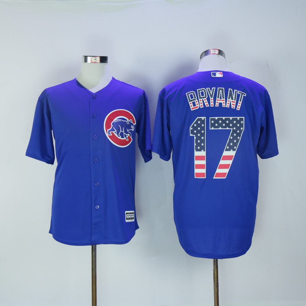 Men Chicago Cubs #17 Bryant Blue National flag MLB Jerseys->chicago cubs->MLB Jersey